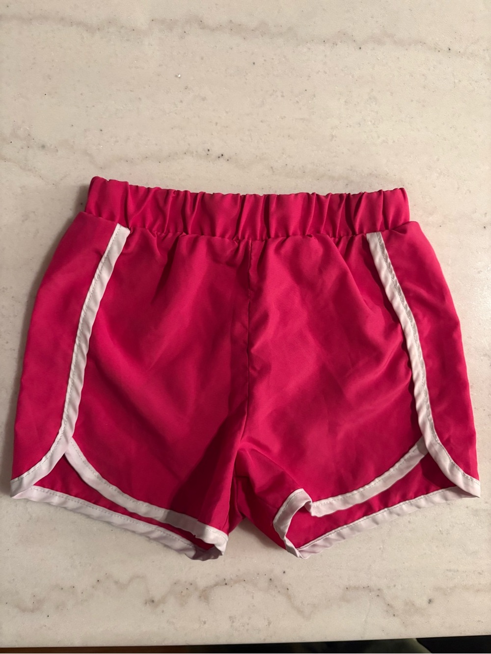 Girl Athletic Shorts in Bright Pink with White Trim